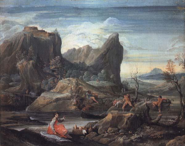 CARRACCI, Agostino Landscape with Bathers